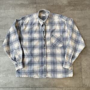 Vintage Y2K Boxy Crop Fit Men’s Flannel Plaid Shirt Size Large